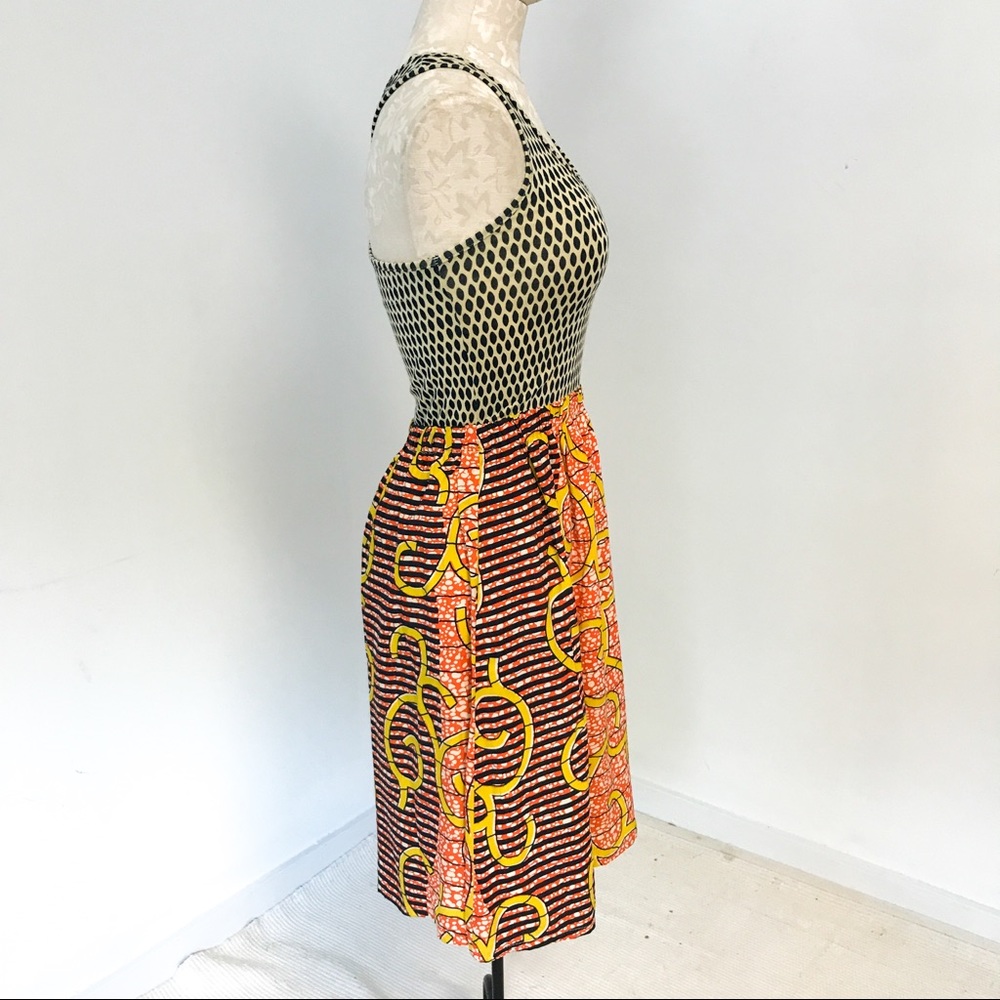 Anthropologie S Silk African Print Sundress Black - Picture 3 of 10